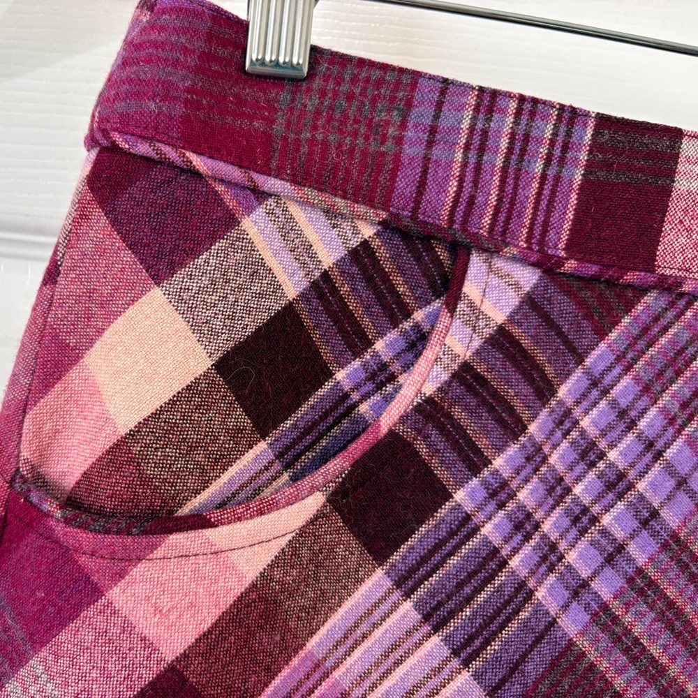 H&M Purple Plaid Wool A-Line School Girl Mini Skirt Size 8 - Picture 2 of 6